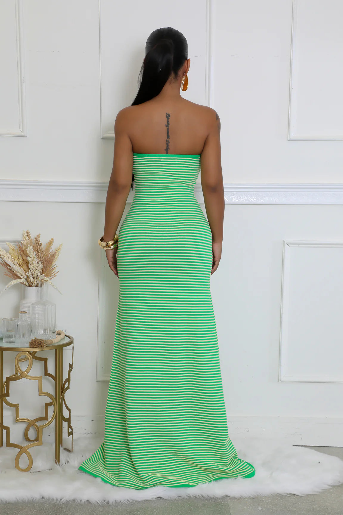 Khloe Strapless Maxi Dress Green - Ali’s Couture