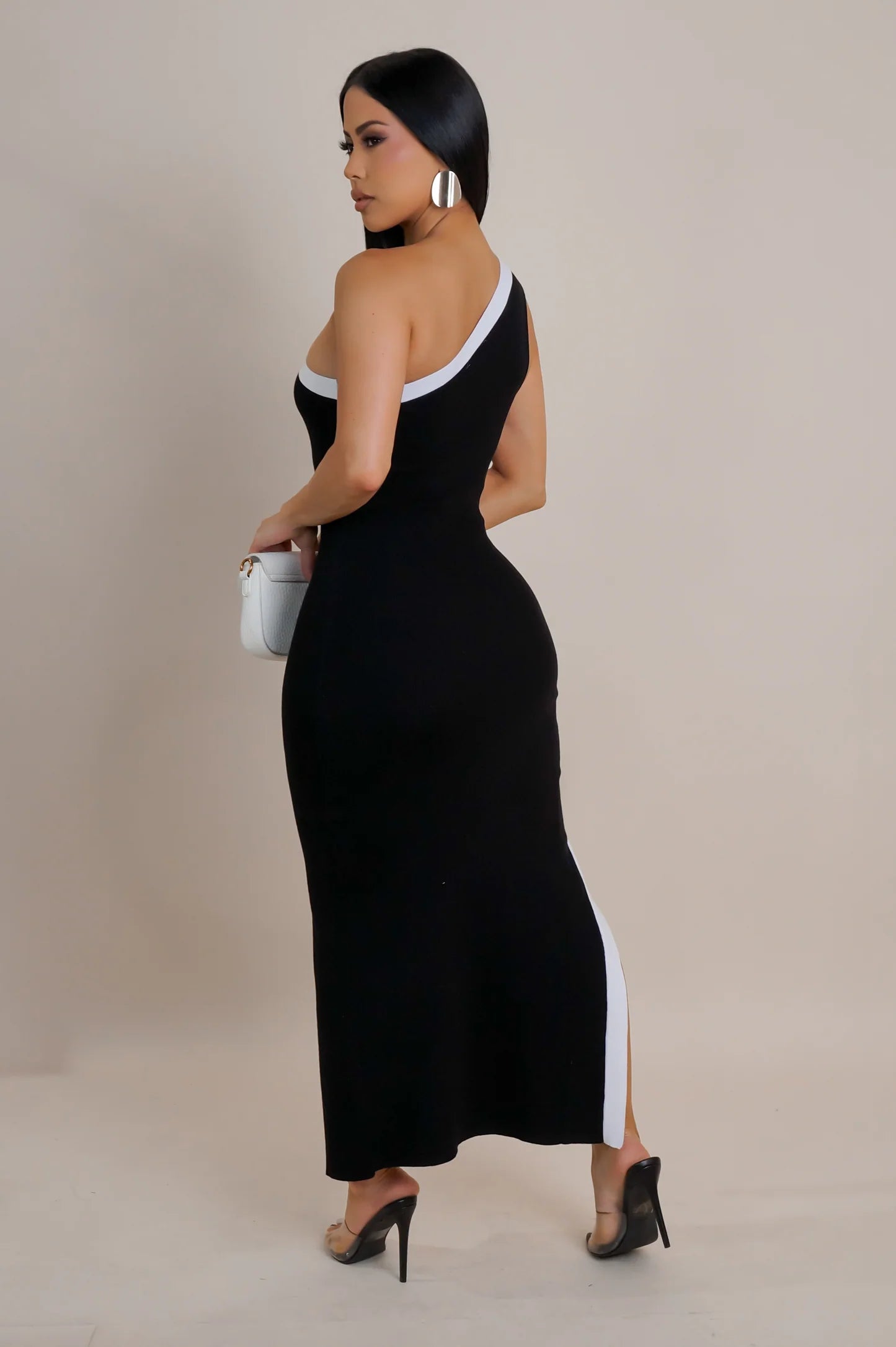 Sofia One Shoulder Midi Dress Black - Ali’s Couture