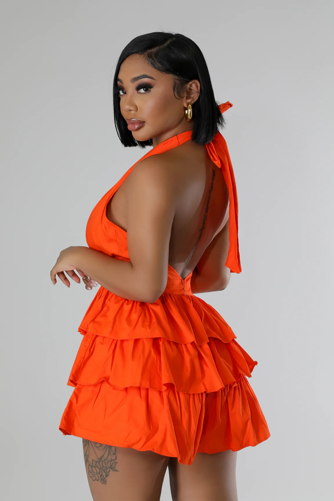 Cabana Ruffle Romper Orange - Ali’s Couture 