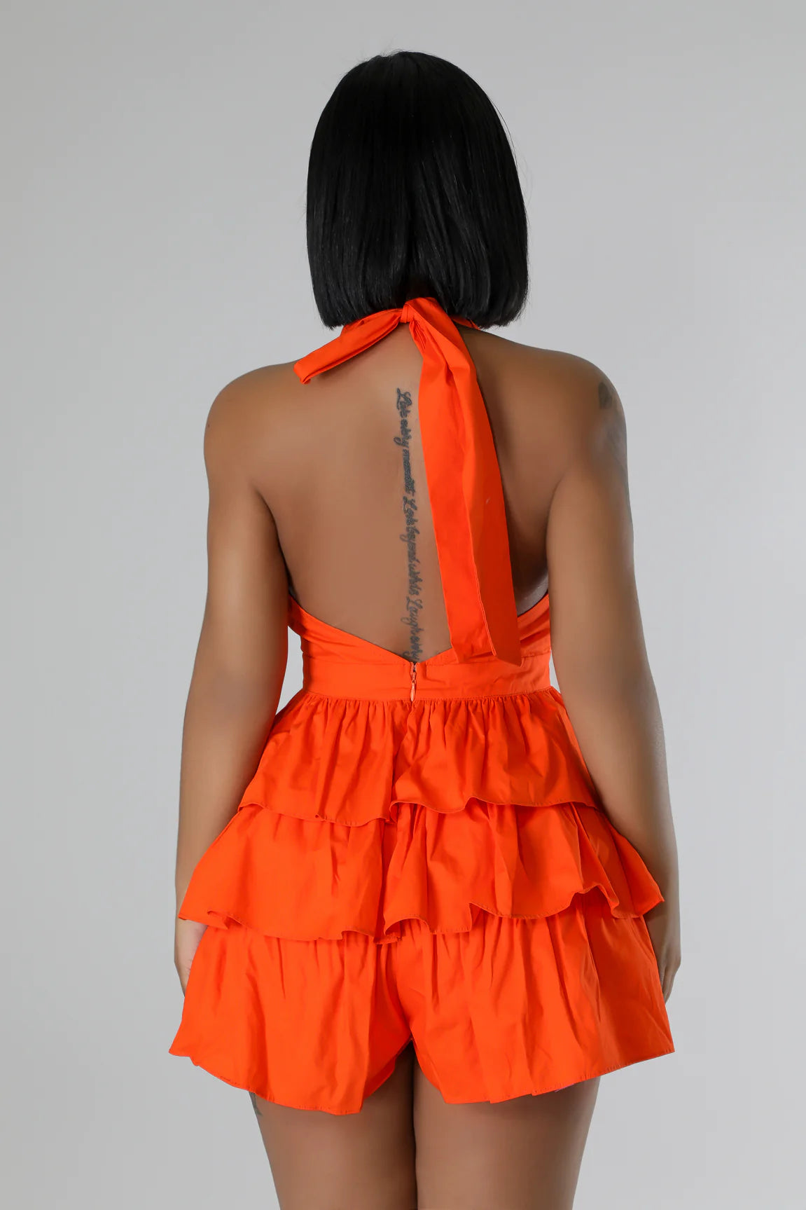 Cabana Ruffle Romper Orange - Ali’s Couture 