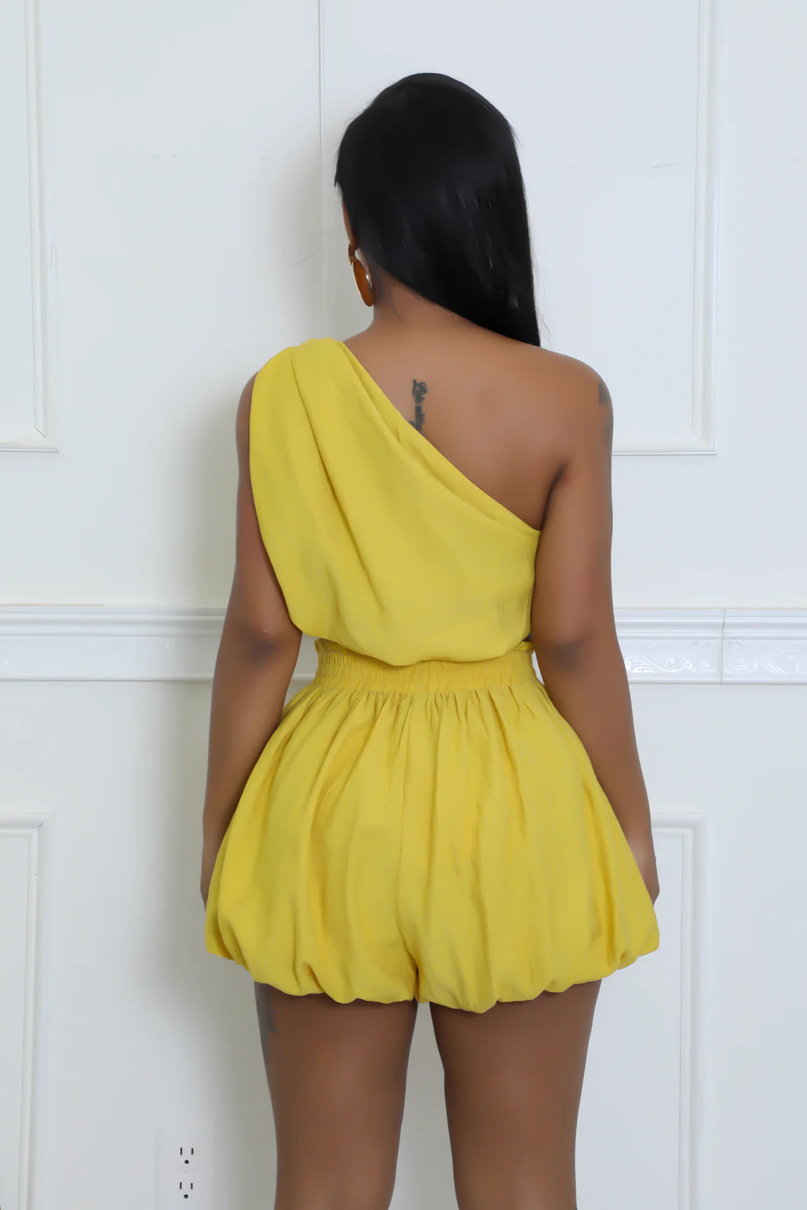 Avani One Shoulder Short Set Yellow - Ali’s Couture