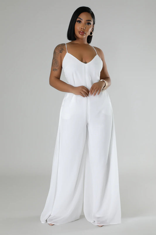 Lumina Flowy Jumpsuit White - Ali’s Couture 