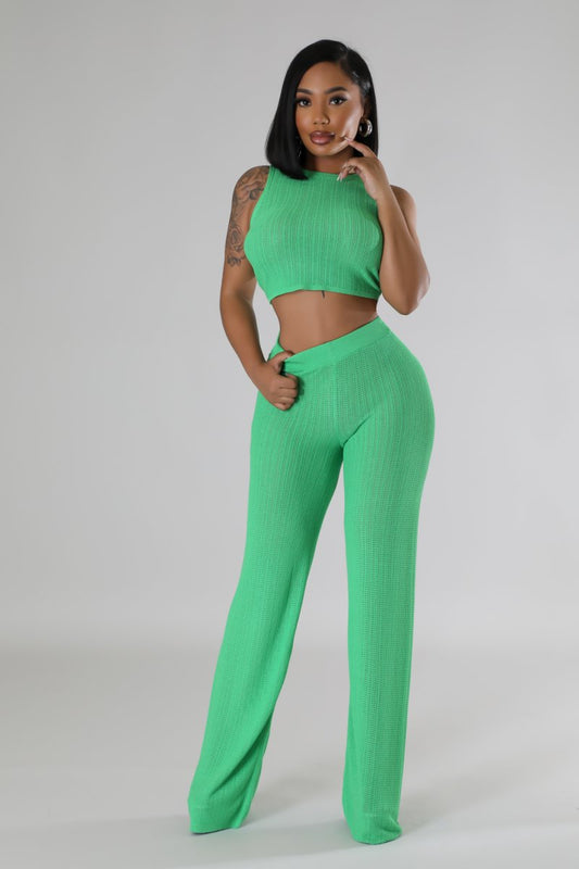 Aruba Crochet Pant Set Green - Ali’s Couture 