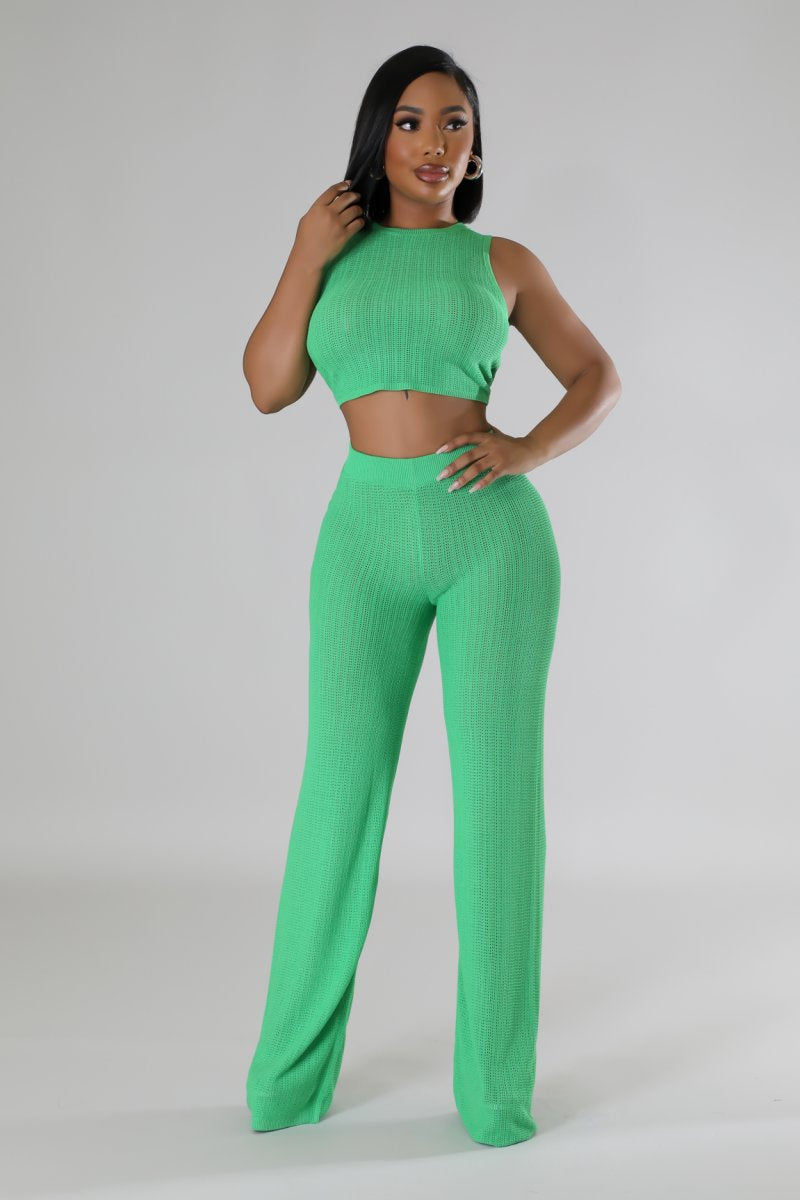 Aruba Crochet Pant Set Green - Ali’s Couture 