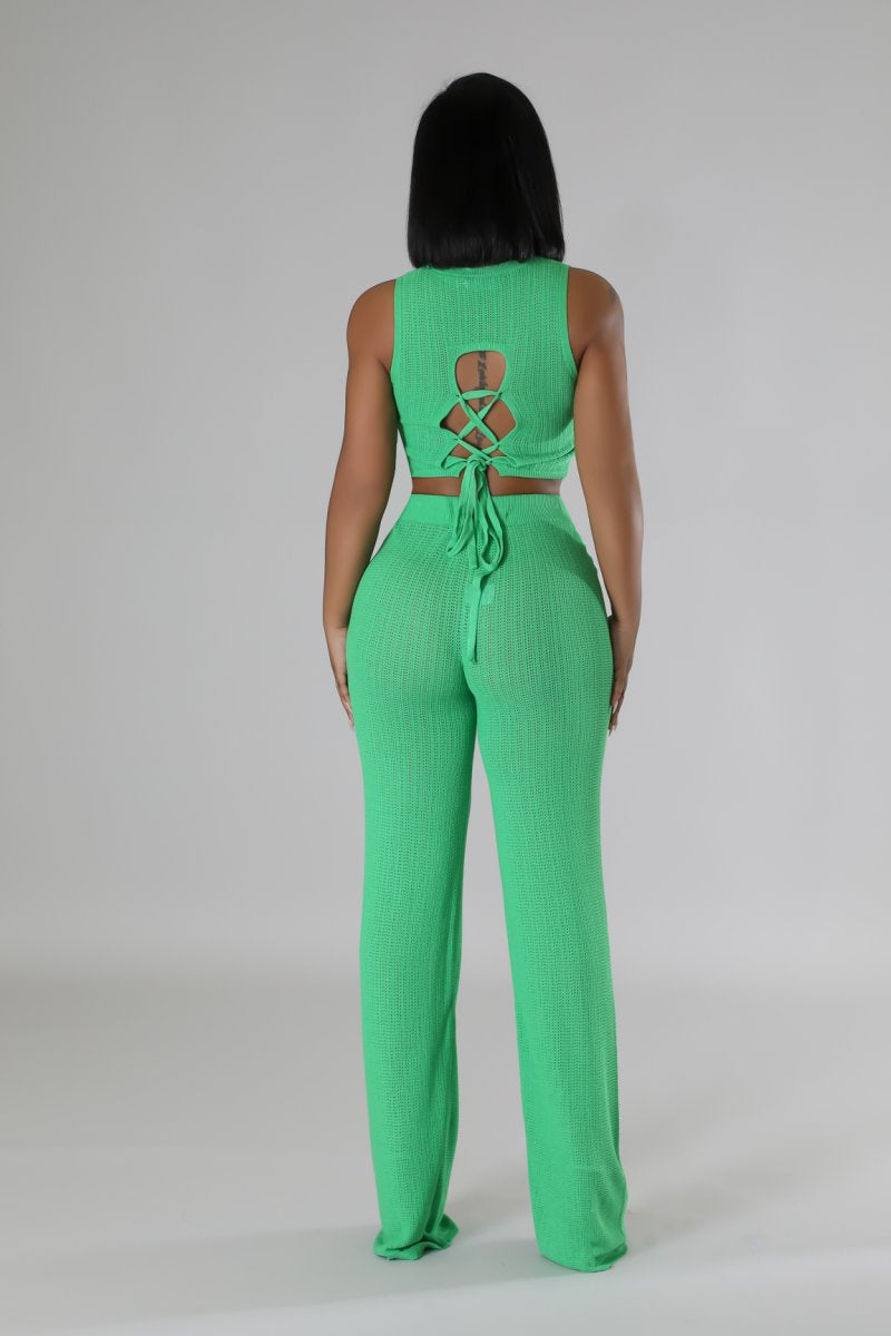 Aruba Crochet Pant Set Green - Ali’s Couture 