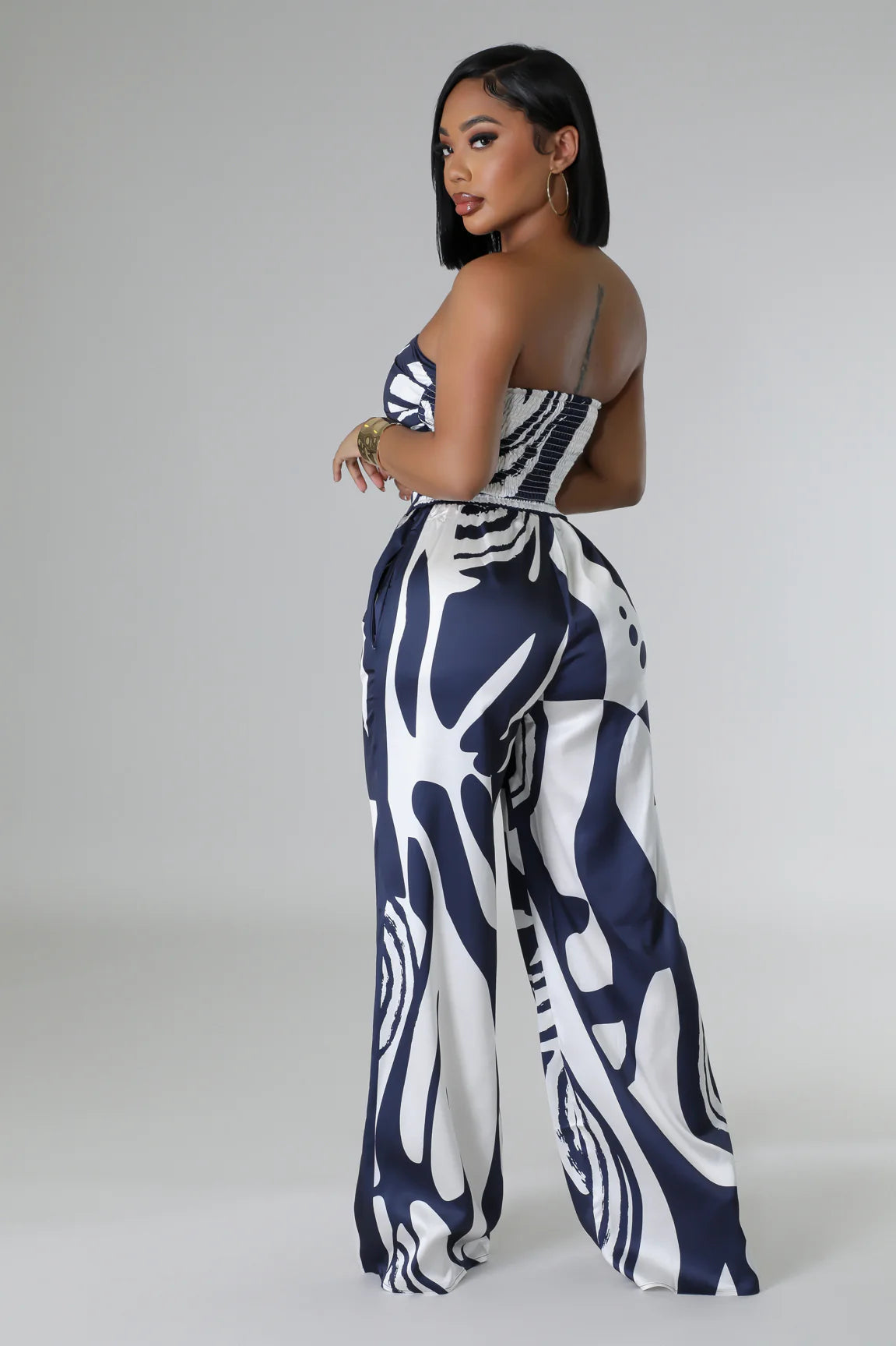 Abu Dhabi Printed Pant Set Navy Blue - Ali’s Couture 