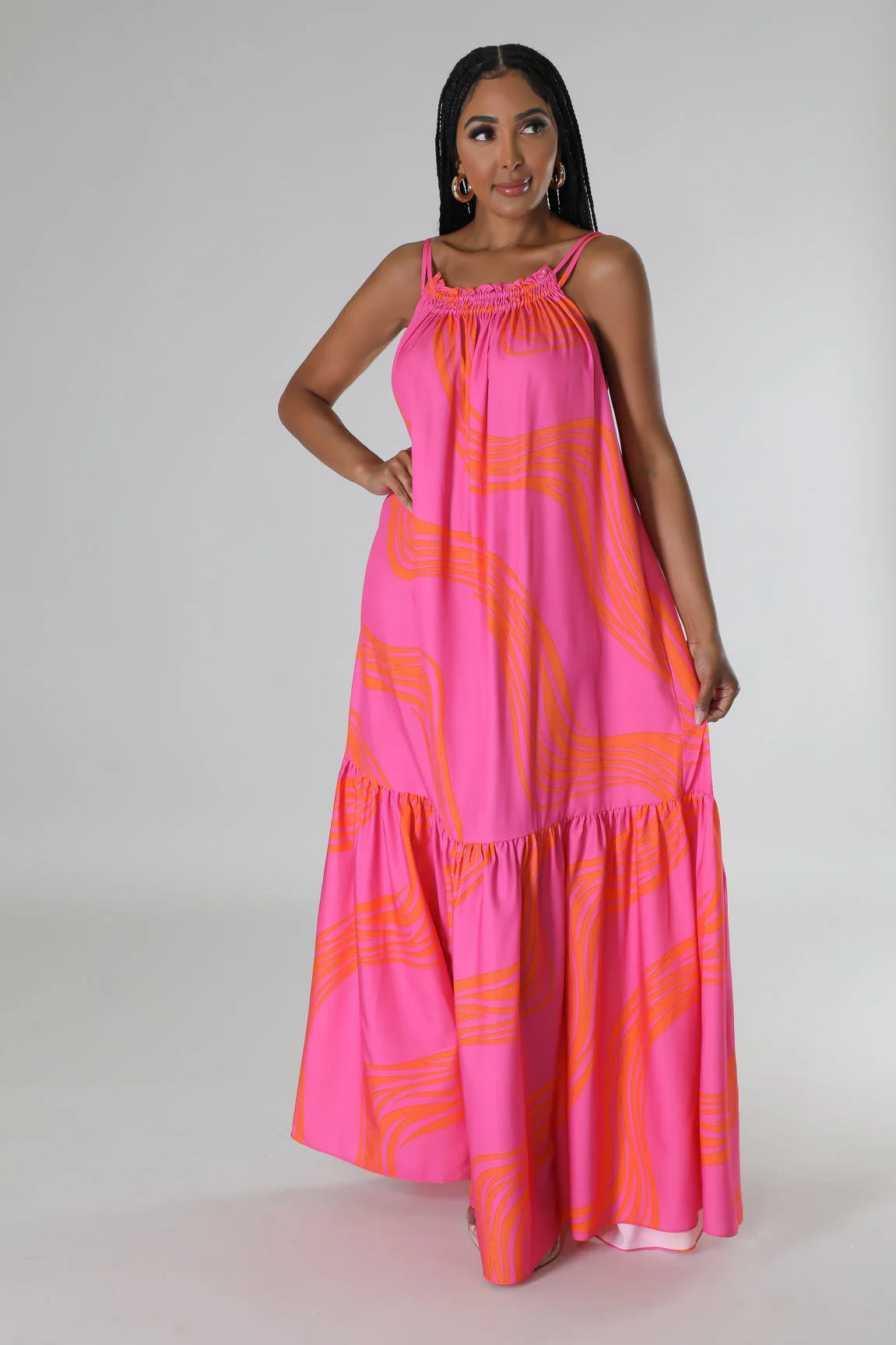 Shades of Spring Floral Maxi Dress Pink - Ali’s Couture 