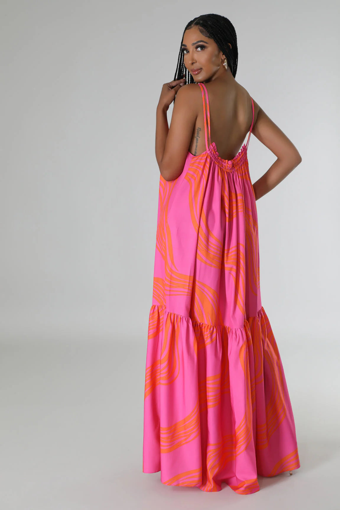 Shades of Spring Floral Maxi Dress Pink - Ali’s Couture 