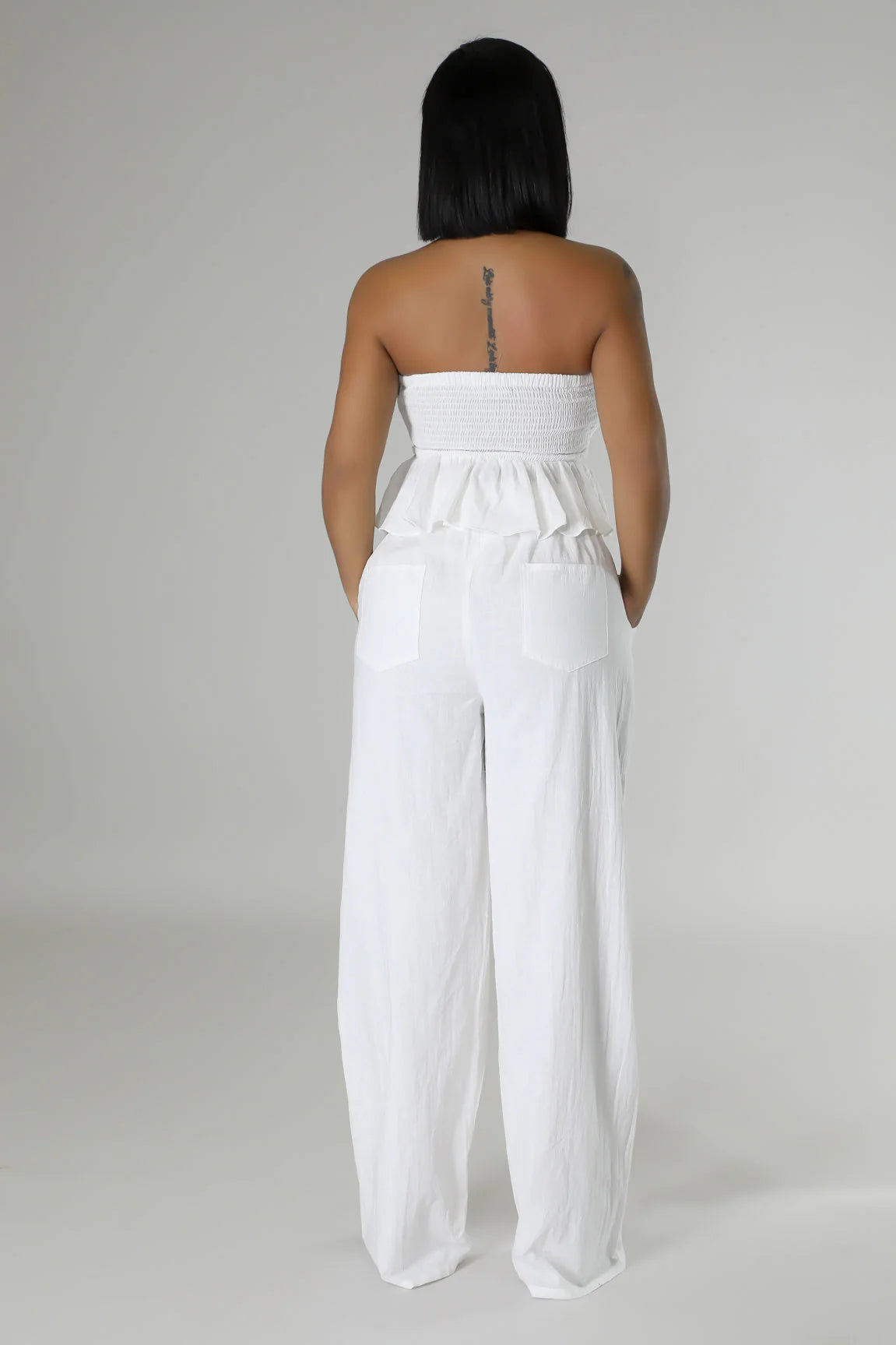 Kalani Linen Pant Set White - Ali’s Couture 