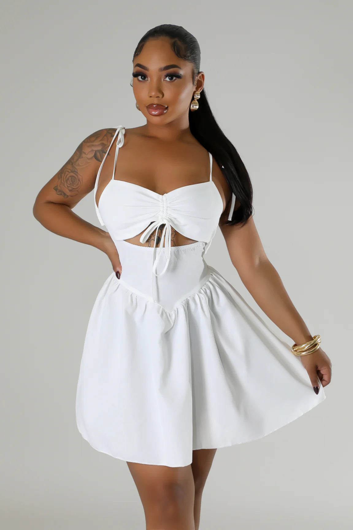 Eudora Babydoll Mini Dress White - Ali’s Couture 