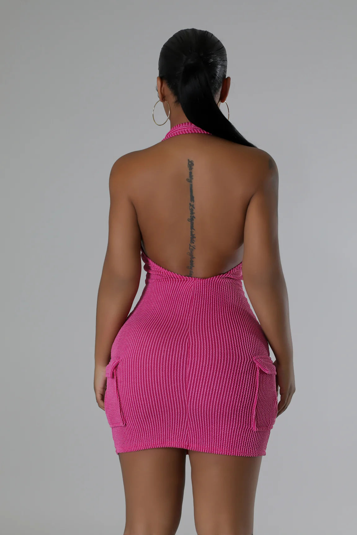 Sonnet Halter Mini Dress Fuchsia - Ali’s Couture 