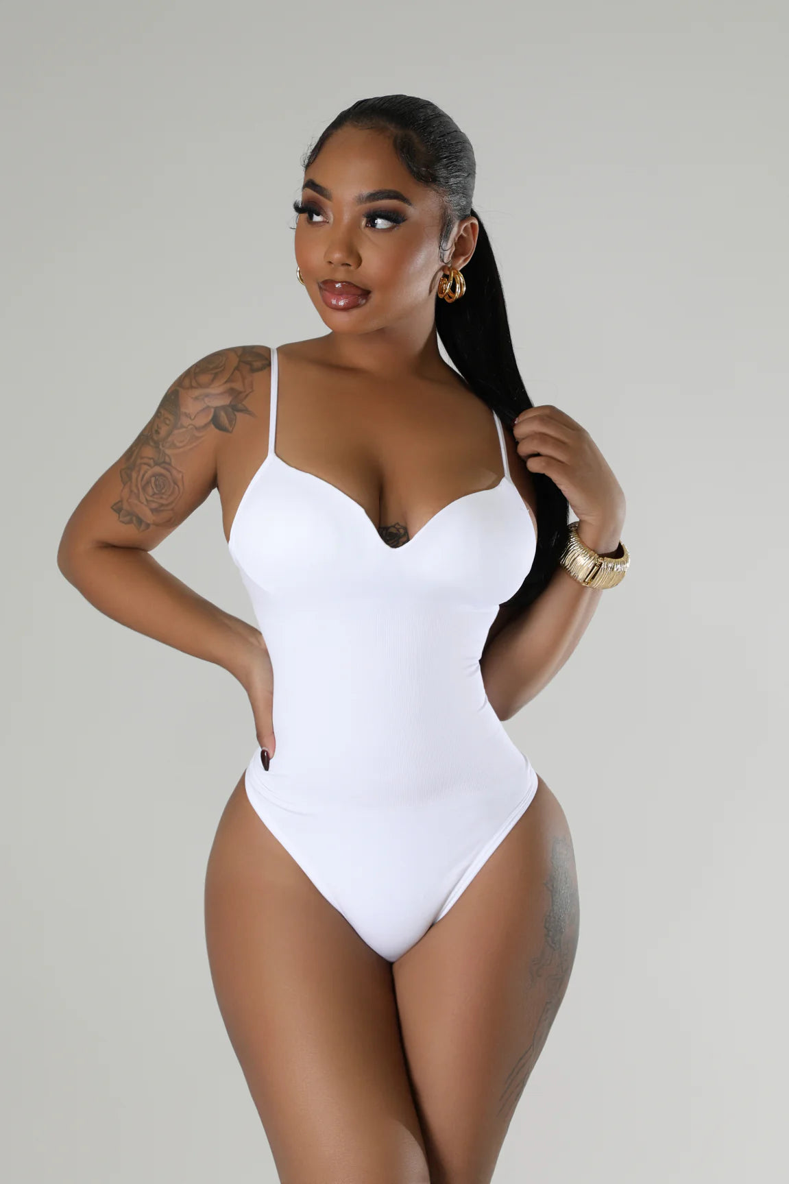 Core Basic Bodysuit White - Ali’s Couture 