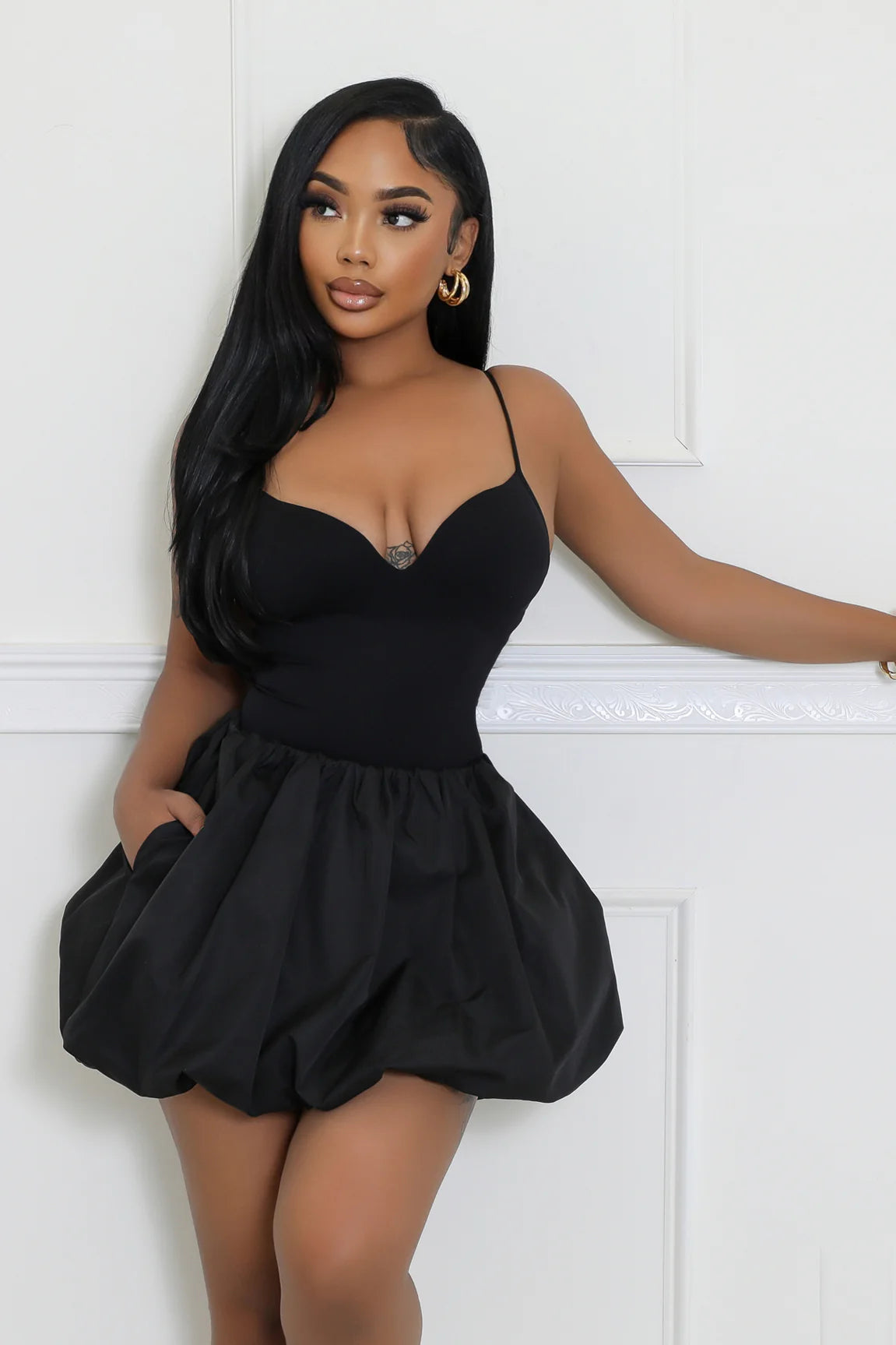 Azia Bubble Mini Skirt Black - Ali’s Couture 