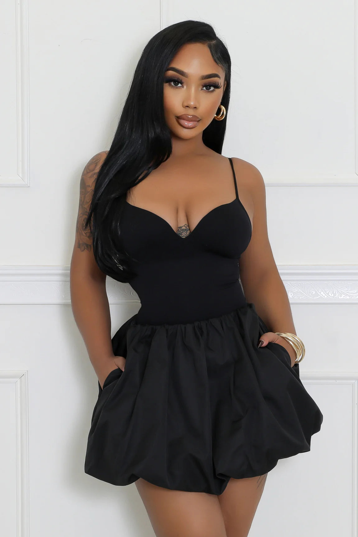 Azia Bubble Mini Skirt Black - Ali’s Couture 