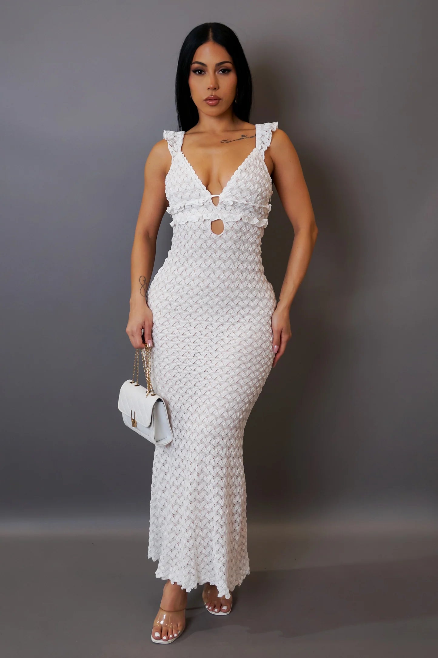 Shoreline Textured Midi Dress White - Ali’s Couture 