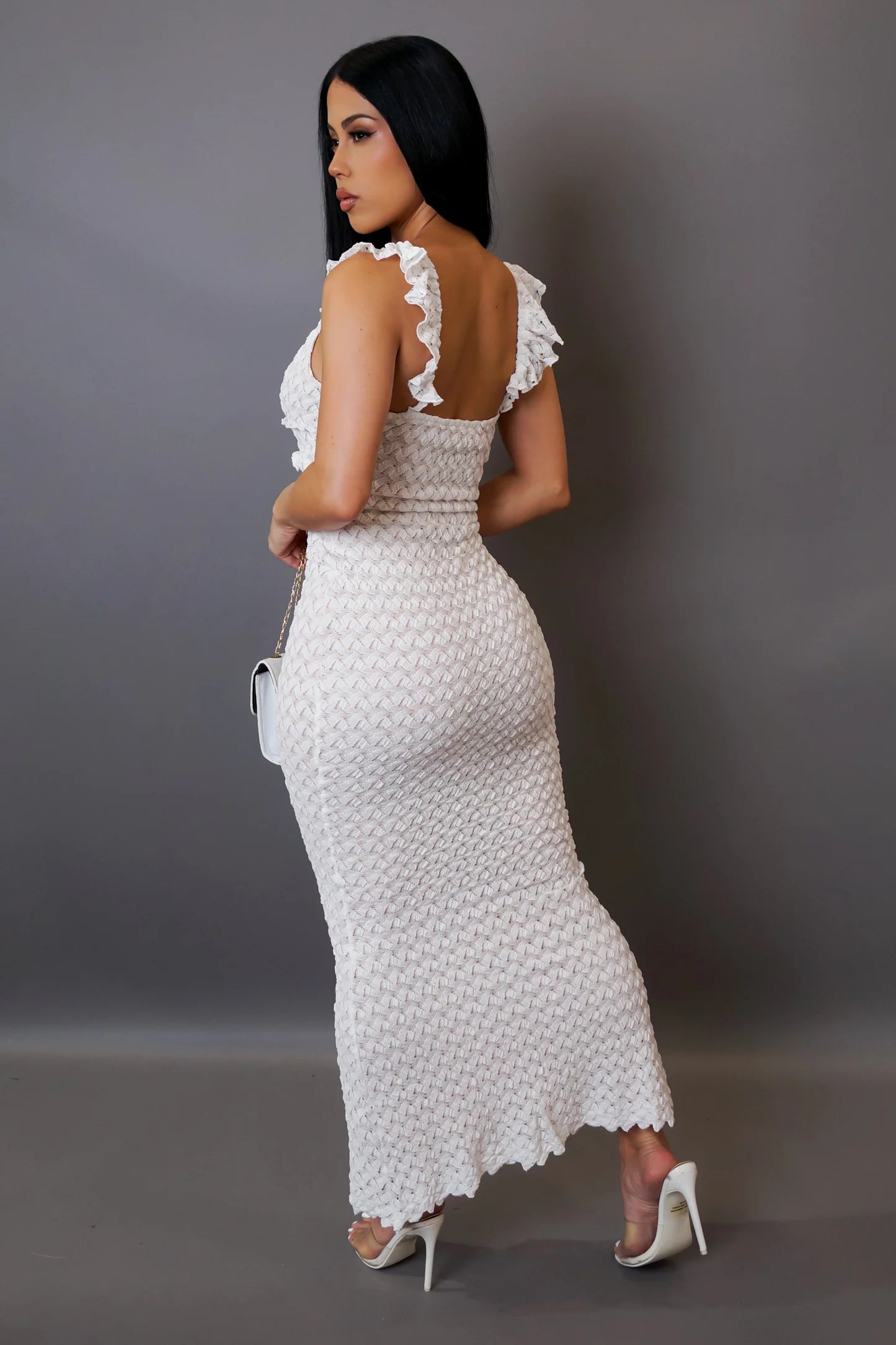 Shoreline Textured Midi Dress White - Ali’s Couture 