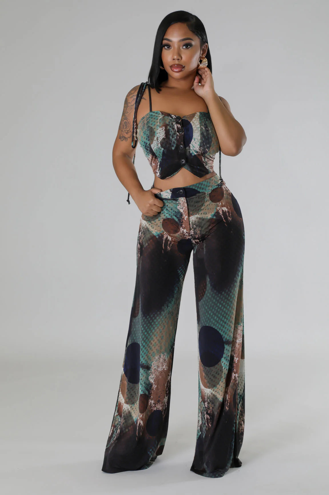 Seaside Safari Printed Pant Set Green - Ali’s Couture 