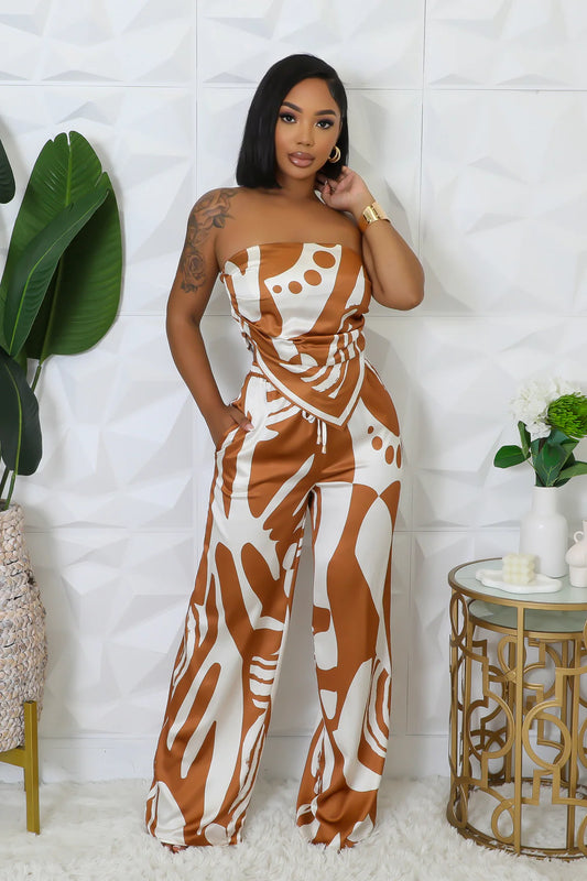 Abu Dhabi Printed Pant Set Bronze - Ali’s Couture 