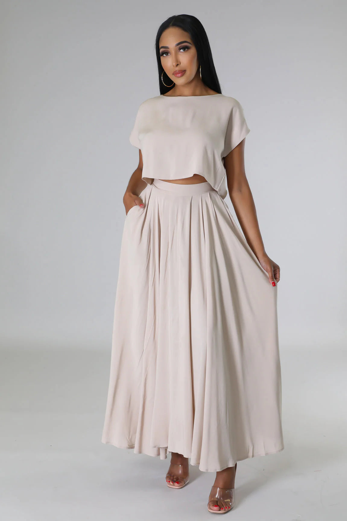 Jasline Skirt Set Bone - Ali’s Couture
