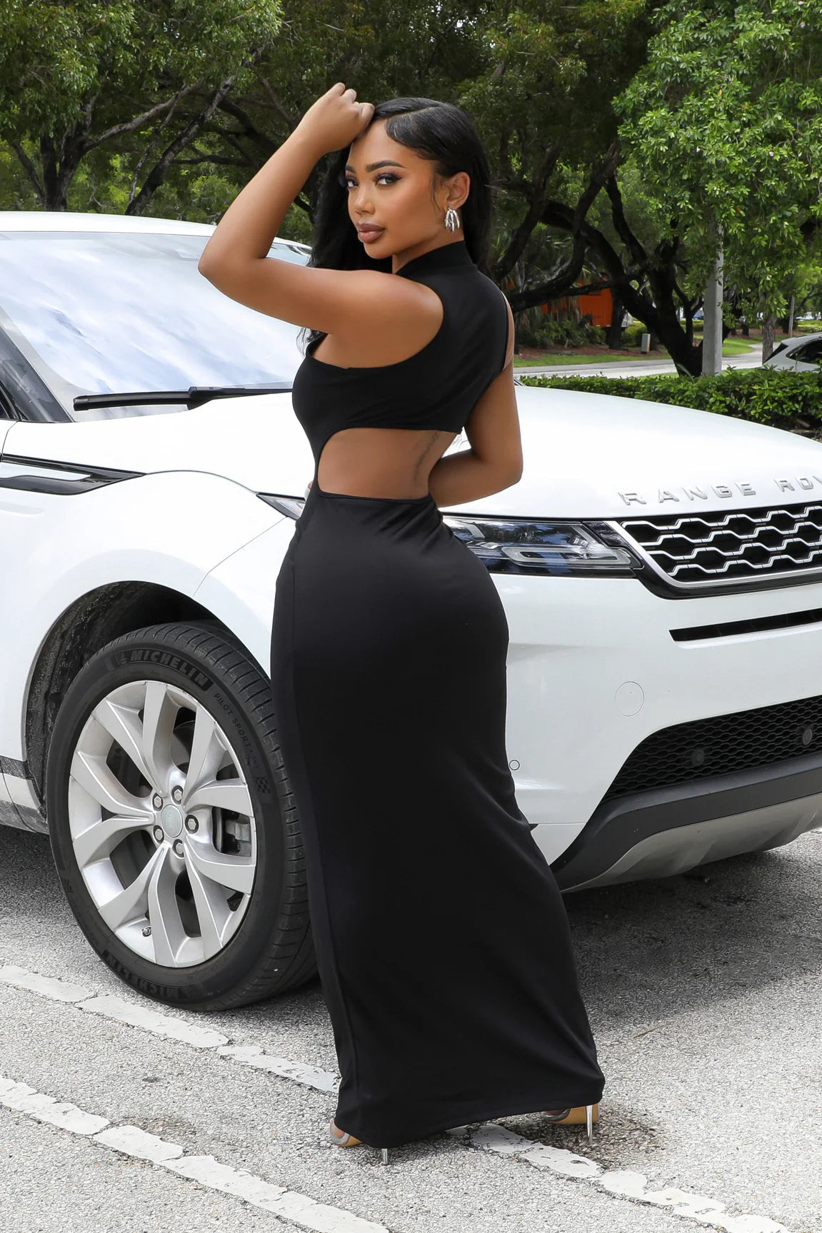 Diamond Daisy Cutout Maxi Dress Black | Ali's Couture Ali's Couture Diamond Daisy Cutout Maxi Dress Black | Ali's Couture Ali's Couture