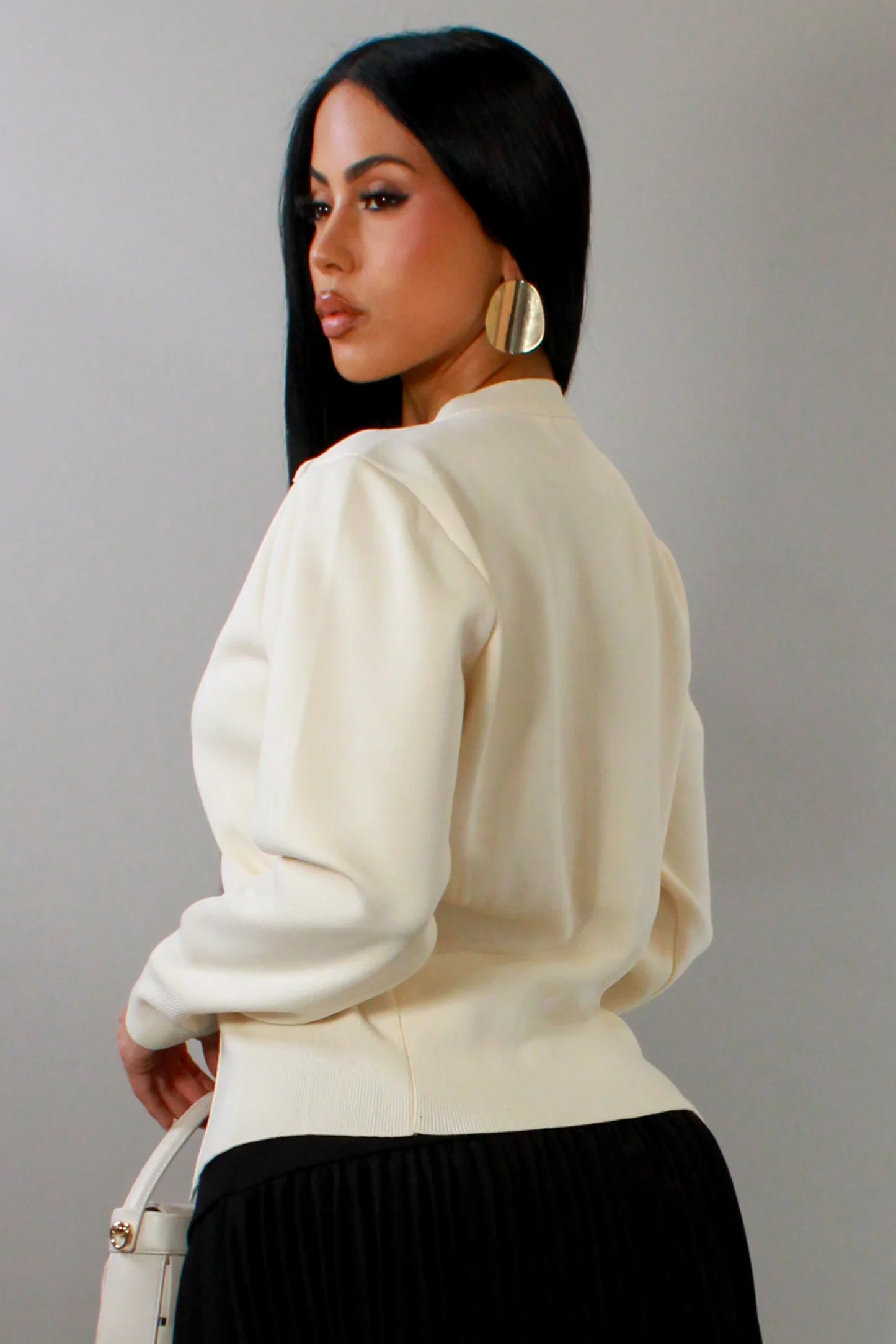 Sierana Ribbed Knit Sweater Ivory