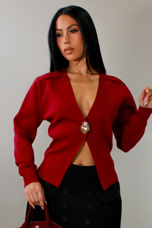 Sierana Ribbed Knit Sweater Burgundy