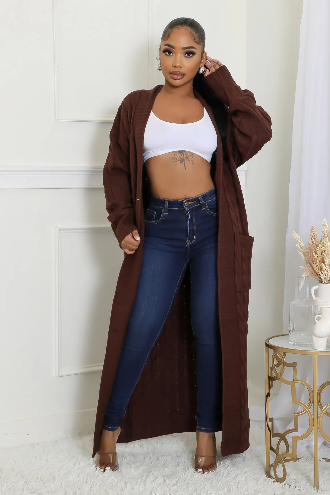 Cozy Up Knit Cardigan Brown - Ali’s Couture 