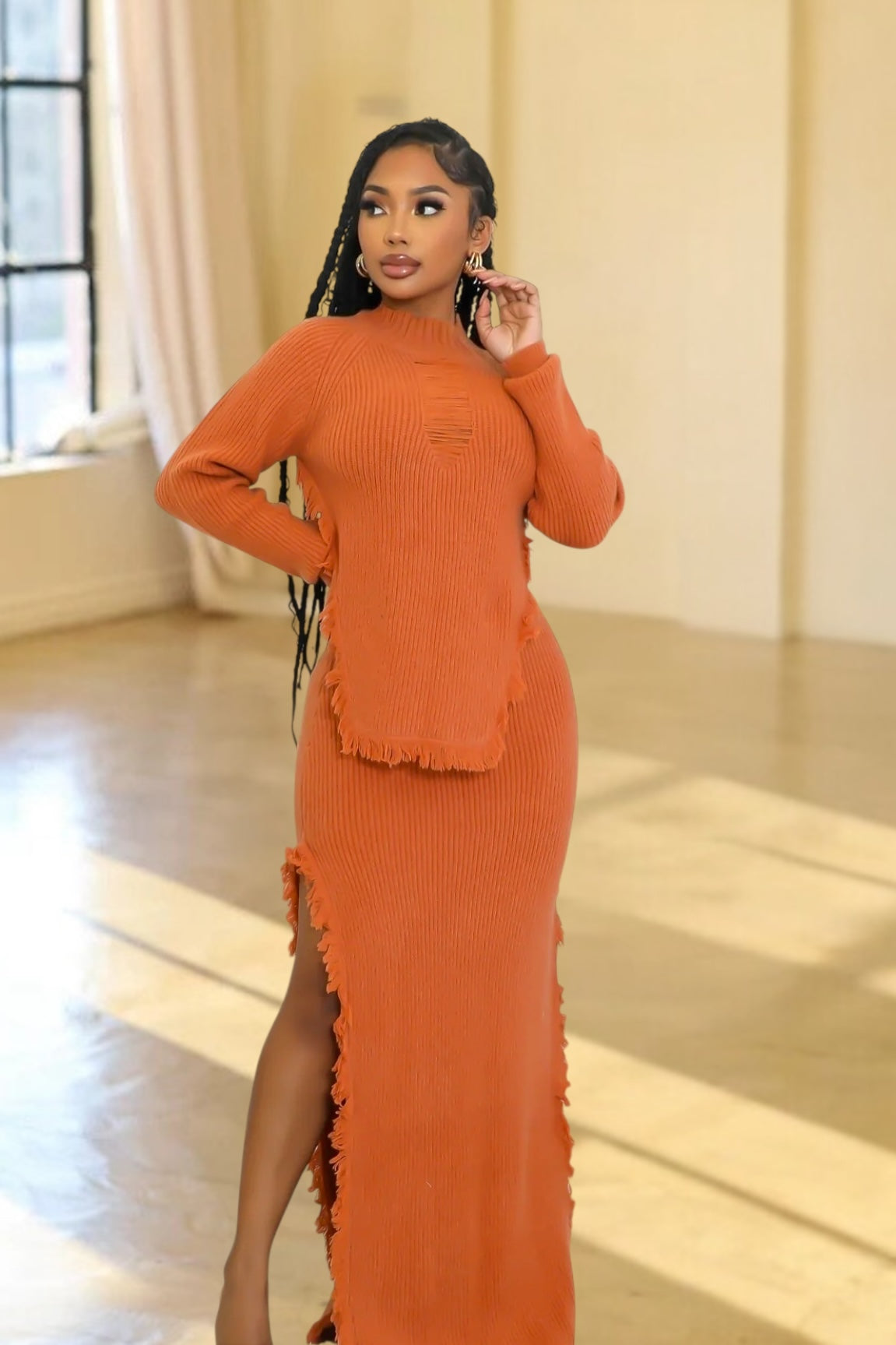 Ophfelia Sweater Skirt Set Pumpkin