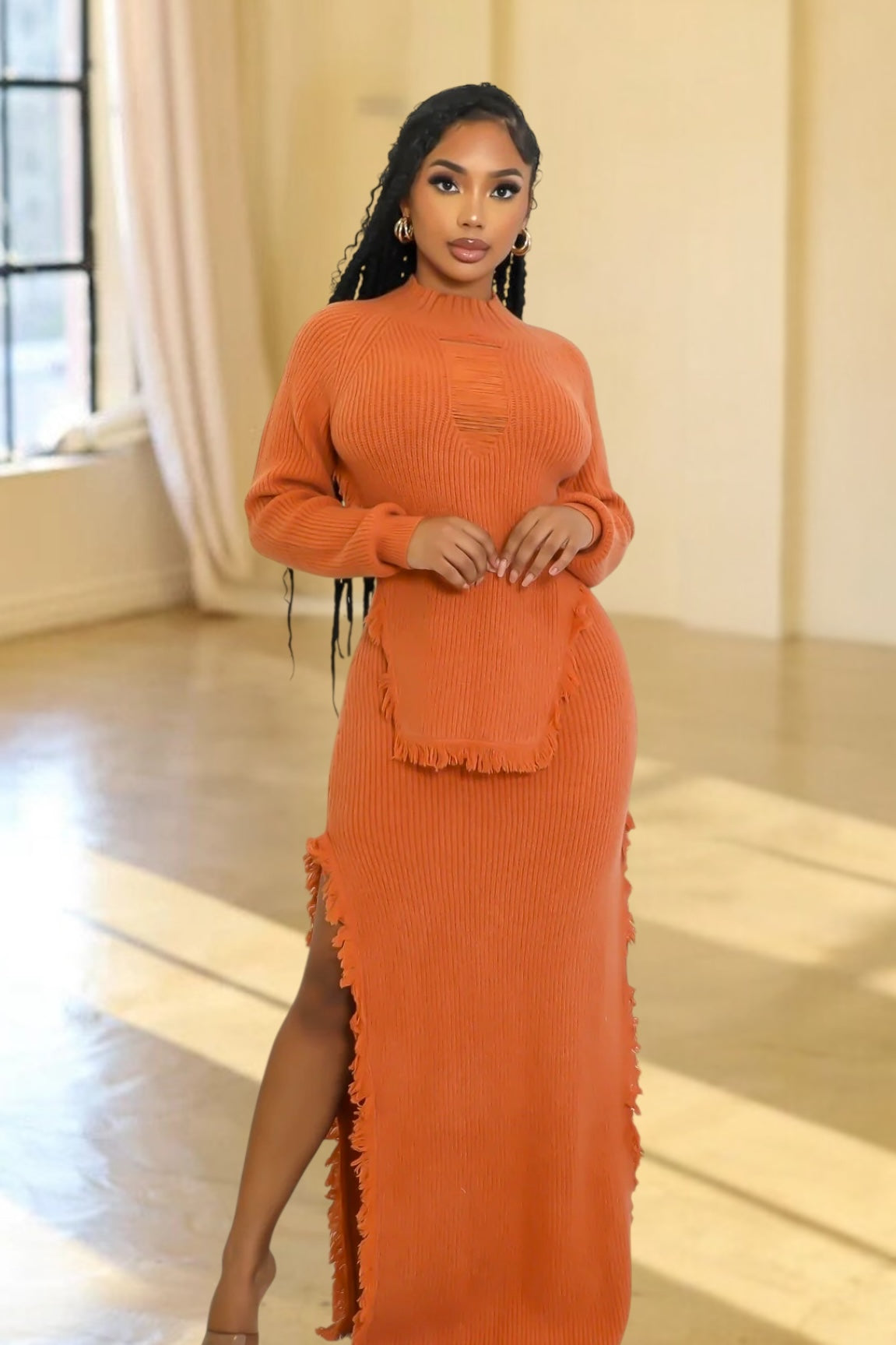 Ophfelia Sweater Skirt Set Pumpkin