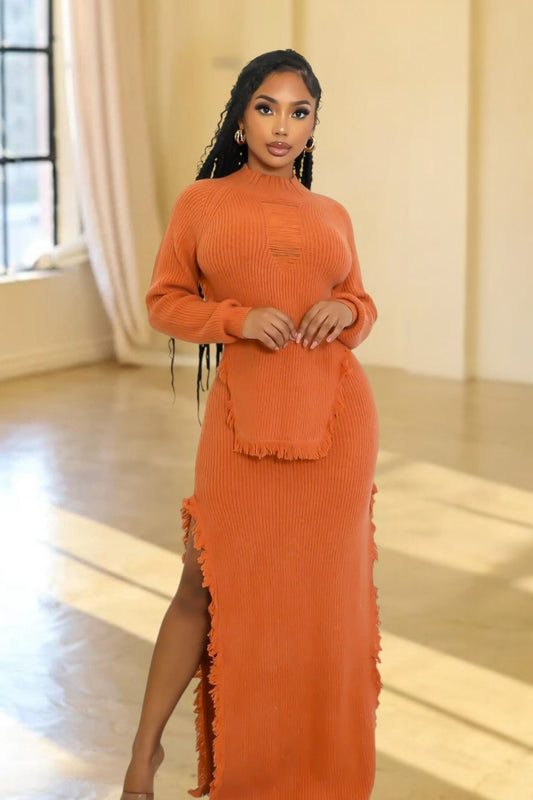 Ophfelia Sweater Skirt Set Pumpkin