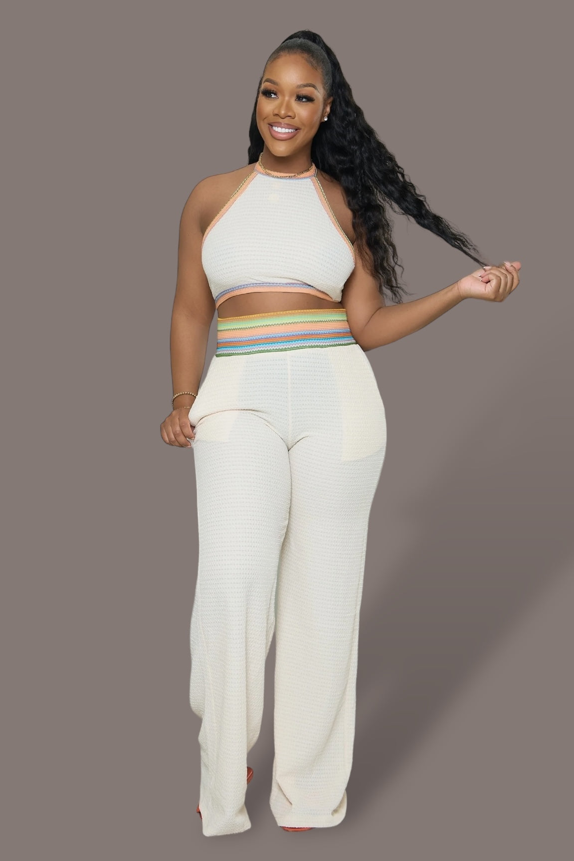 Summer Obsession Pant Set Ivory - Ali’s Couture 