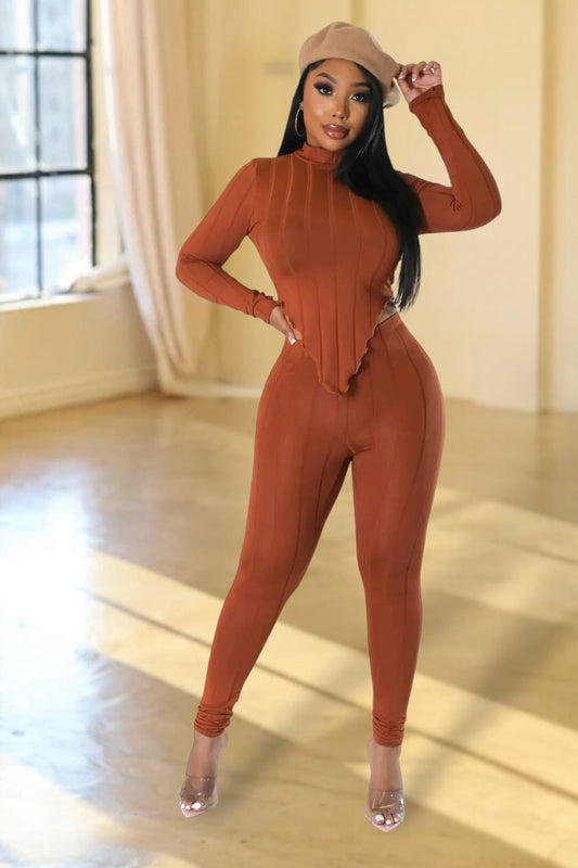 Teca Legging Set Cognac Brown - Ali’s Couture