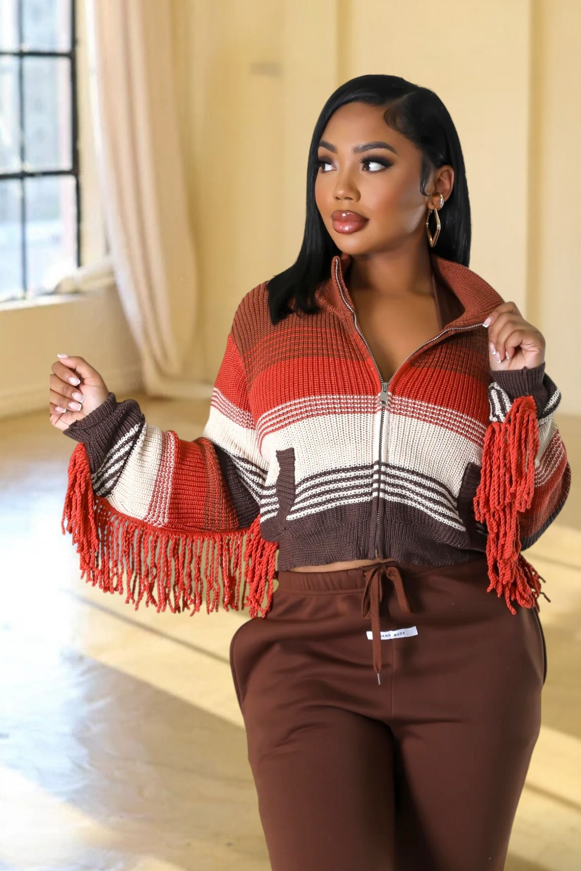 Savanna Fringe Jacket Rust - Ali’s Couture