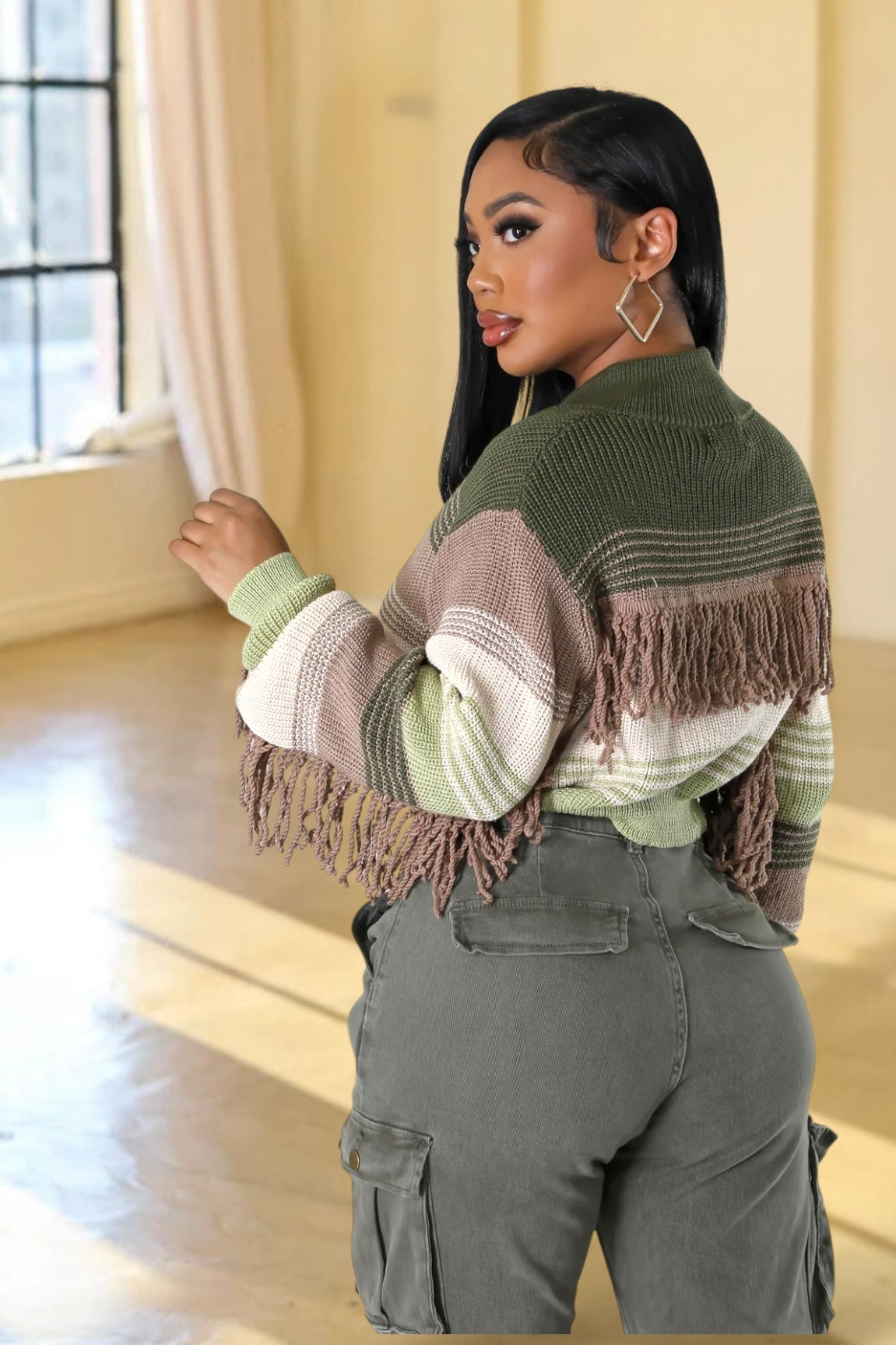 Savanna Fringe Jacket Olive - Ali’s Couture