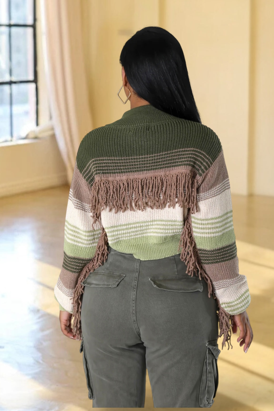 Savanna Fringe Jacket Olive - Ali’s Couture