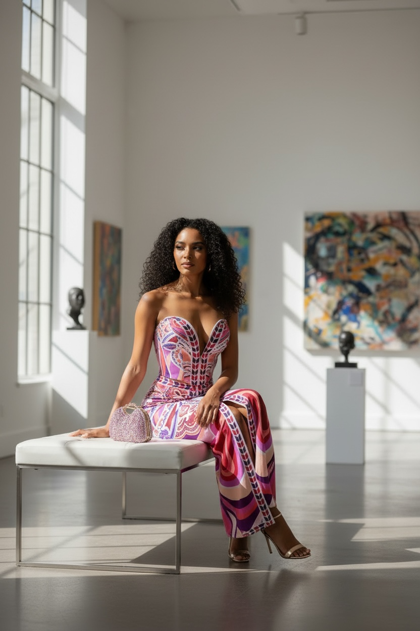 Ranae Strapless Printed Skirt Set Pink - Ali’s Couture