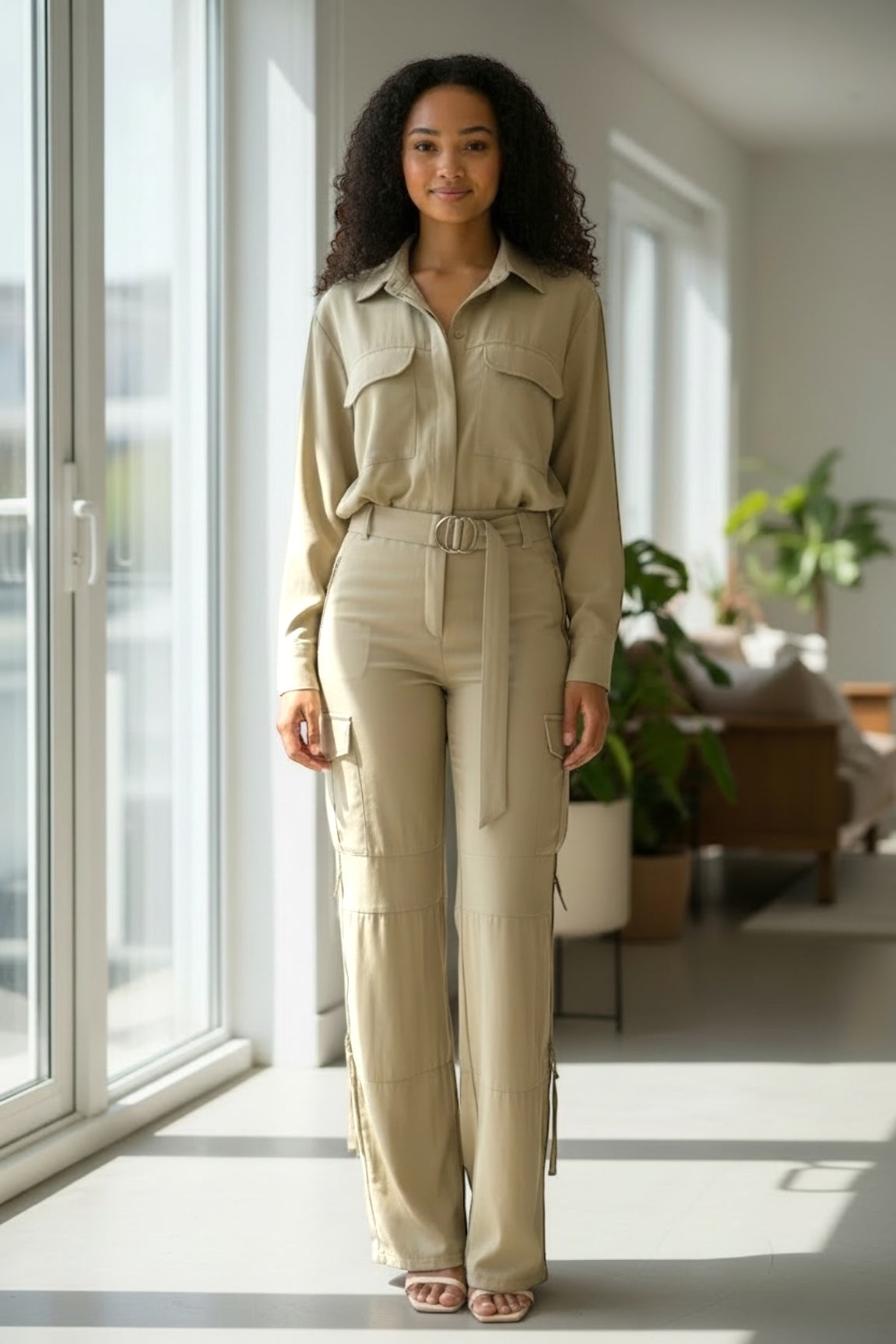 Urban Ease Cargo Pant Set Olive - Ali’s Couture