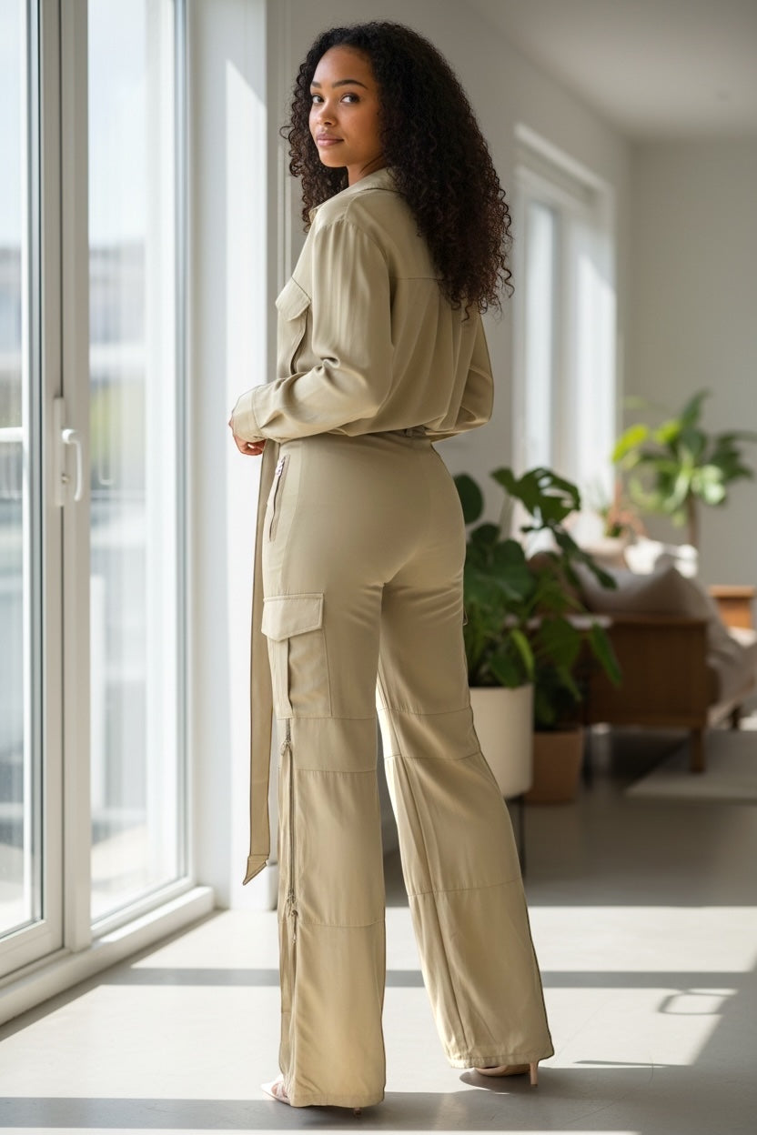Urban Ease Cargo Pant Set Olive - Ali’s Couture