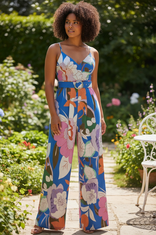 Ever Bloom Floral Jumpsuit Multi Blue