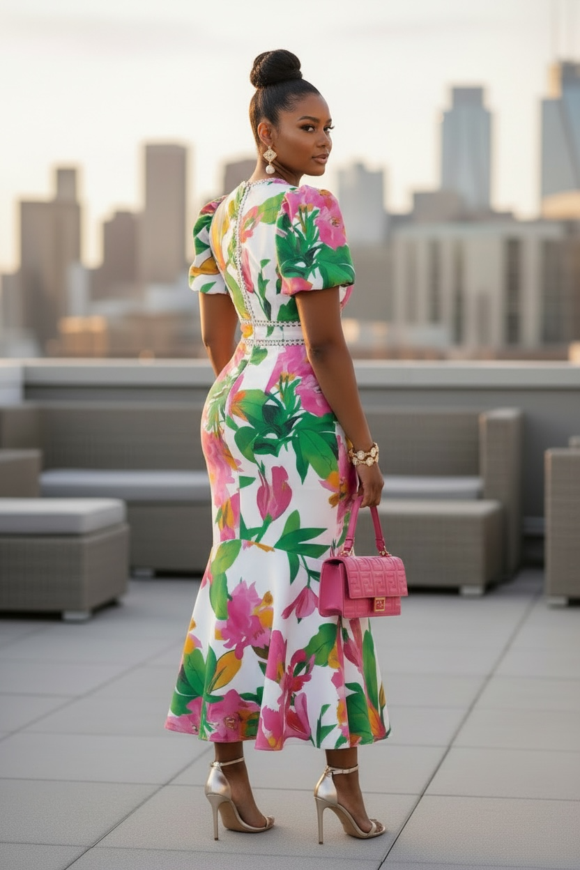 Blooming Beauty Floral Midi Dress Multicolor