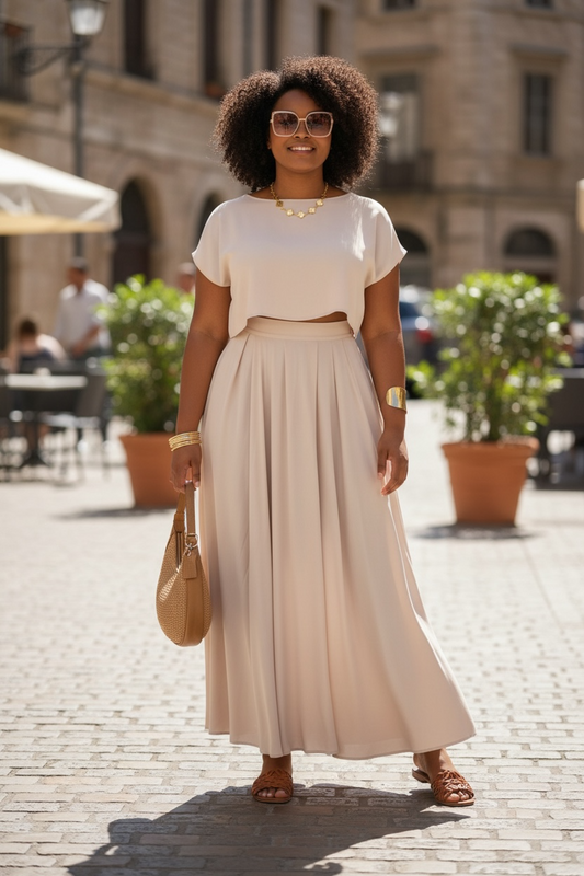 Jasline Skirt Set Bone - Ali’s Couture