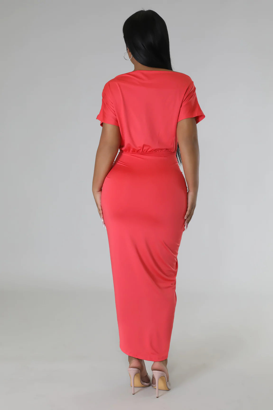 Roxette Draped Midi Dress Rose - Ali’s Couture 