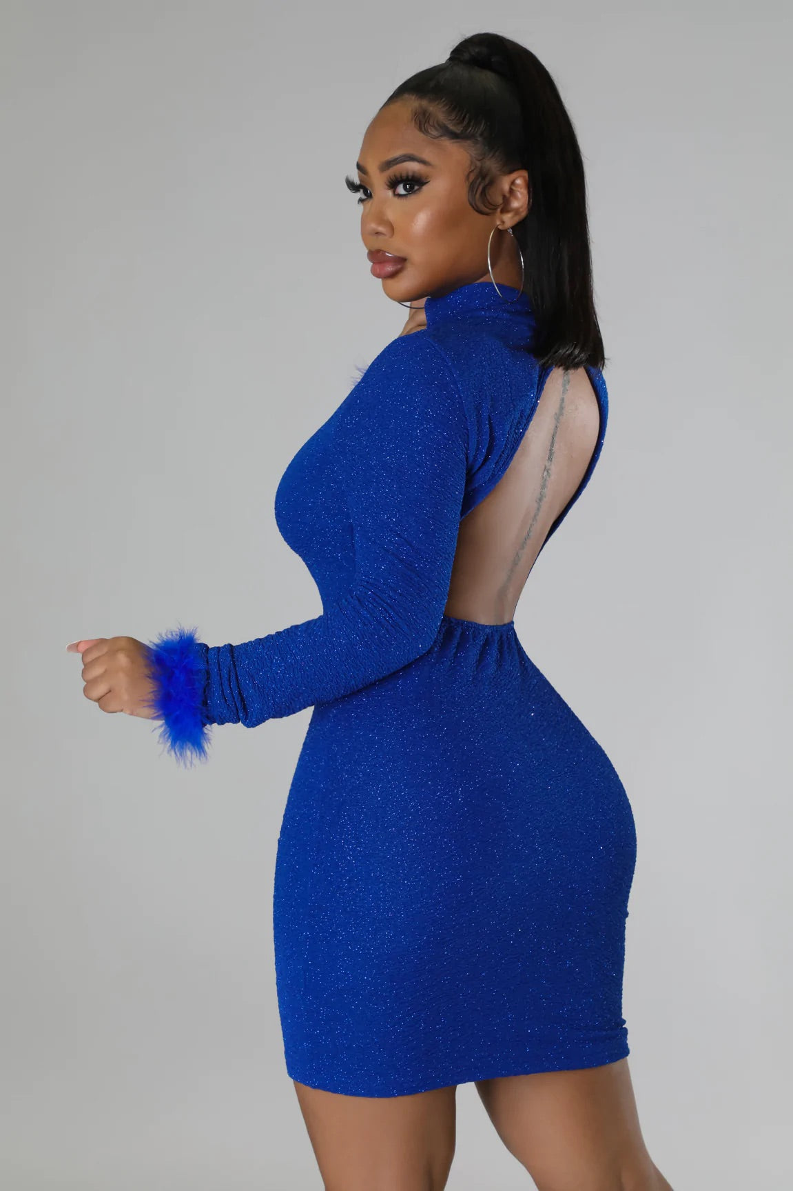 Everlee Cutout Back Mini Dress Royal Blue - Ali’s Couture 