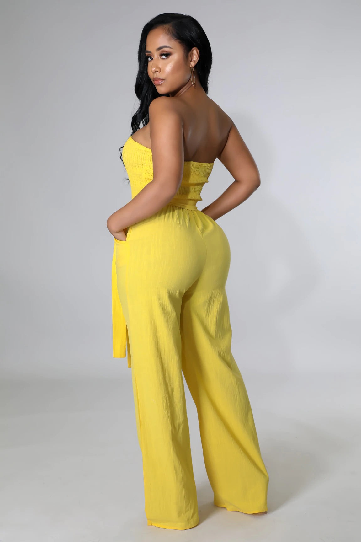 Spring Fresh Strapless Jumpsuit Yellow - Ali’s Couture 