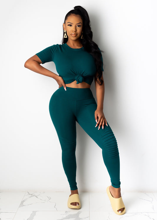 Sporty Legging Set Forest Green - Ali’s Couture 