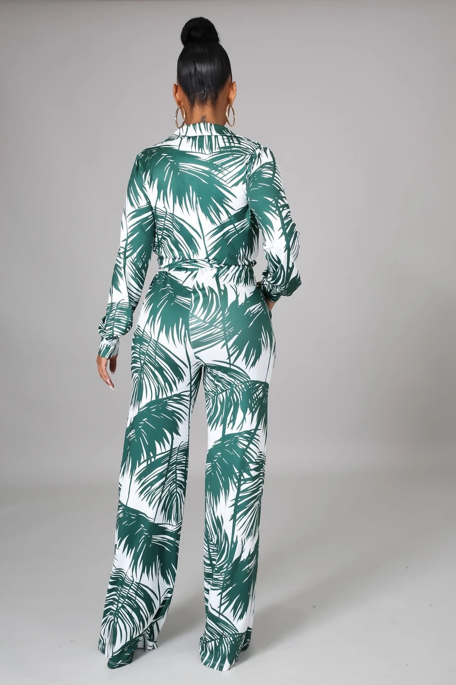 Palmas Crop Top Tropical Pant Set Multicolor Green - Ali’s Couture 