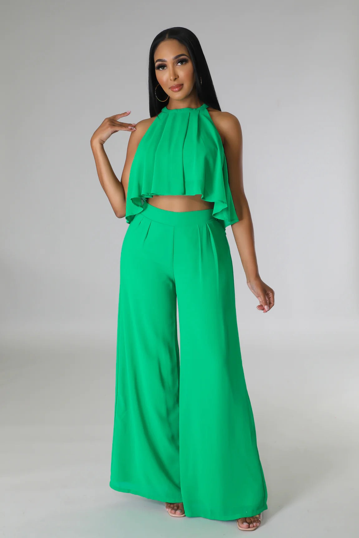 Wilma Pant Set Green - Ali’s Couture 