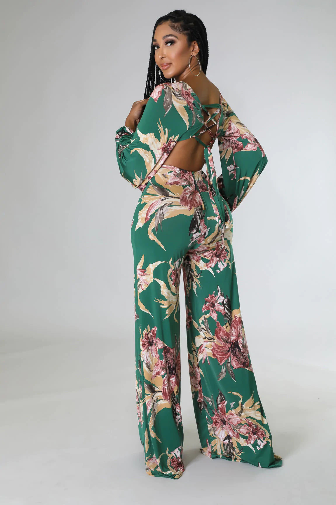 Ramona Floral Cutout Jumpsuit Multicolor Green - Ali’s Couture 