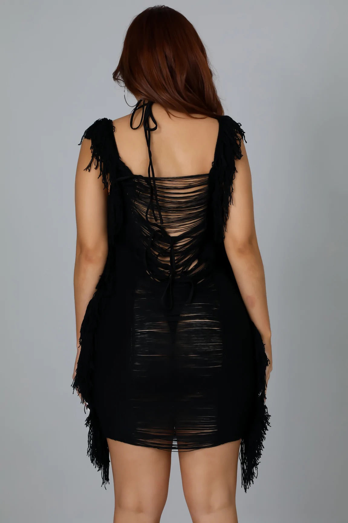 Shake It Off Crochet Cover Up  Mini Dress Black - Ali’s Couture 