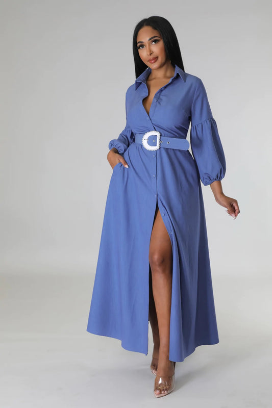 Kaylum Midi Dress Denim Blue - FINAL SALE - Ali’s Couture 